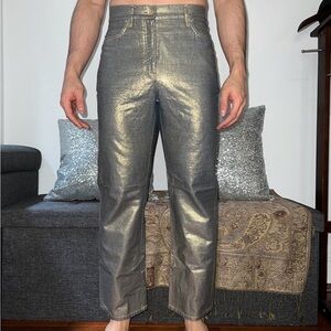 CHANEL Gold Straight Leg Jeans